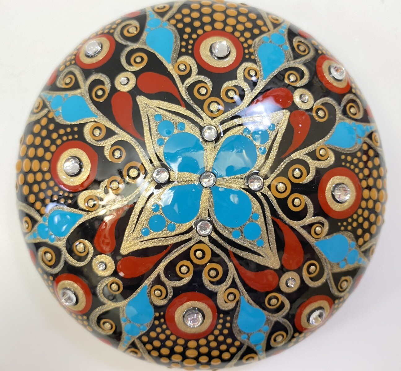Red And Blue Mandala Art – Hand Painted Handmade Stone – ASO YouTube – By JaDeL