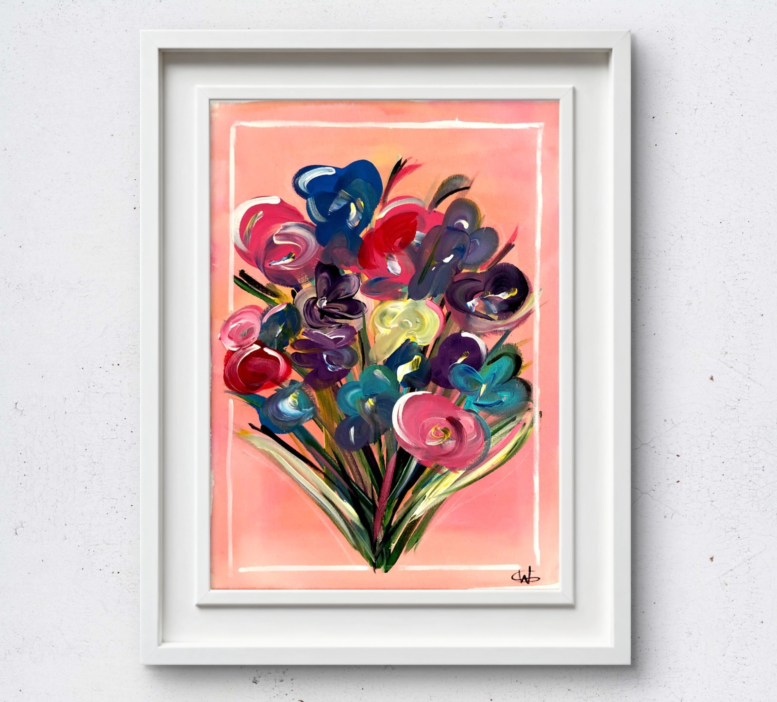 WS original mother’s day bouquet hand painted 12X16 canvas modern fine art
