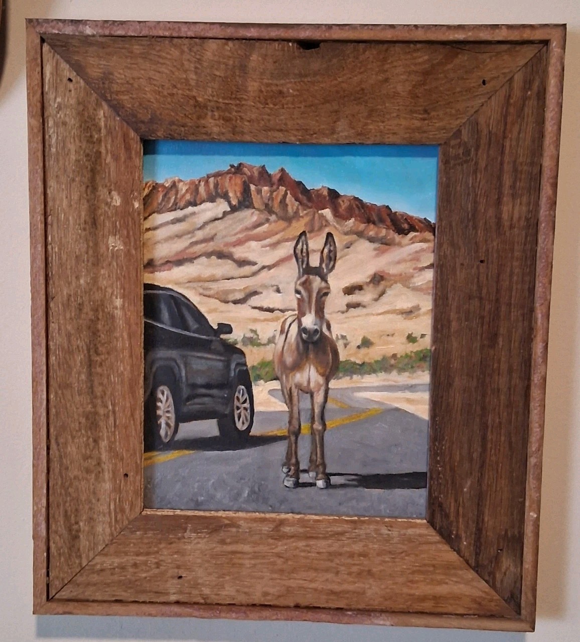 Original Oil Painting 8×10″- Handmade Frame-Mule -Oatman, AZ-Artist Made -signed