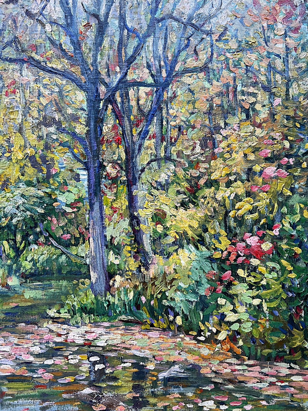 1930’s Impressionist Summer Pool Clarence W. Snyder 1873-1948, listed PA artist