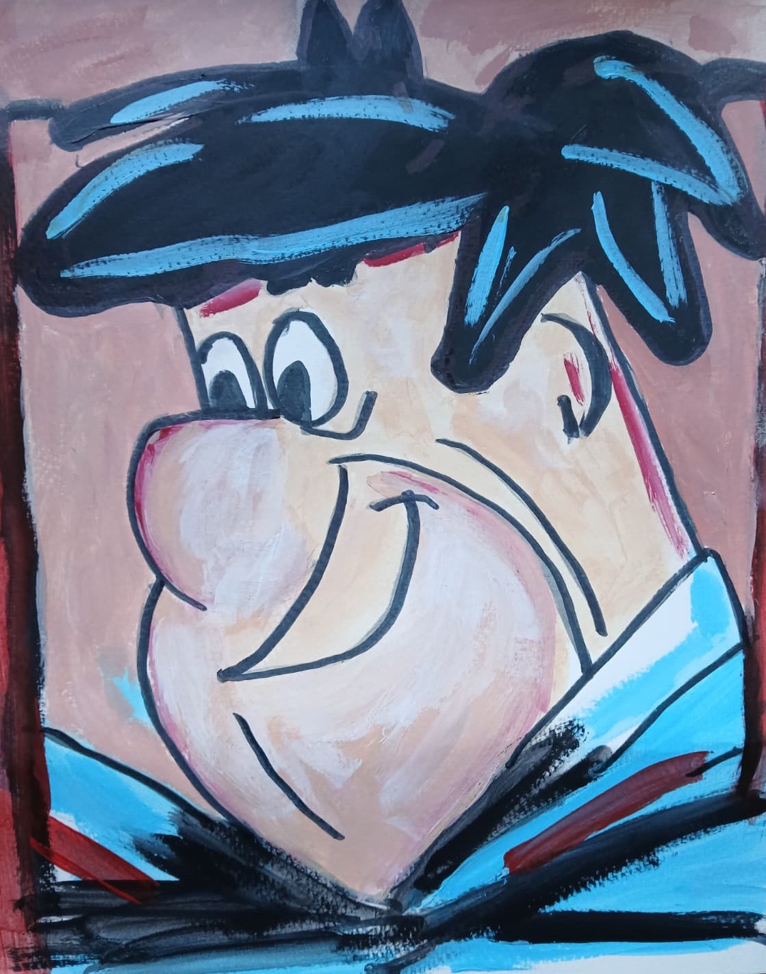 Expressionism/Abstract Fred Flintstone 11×14 Signed Colorful Street Art Painting