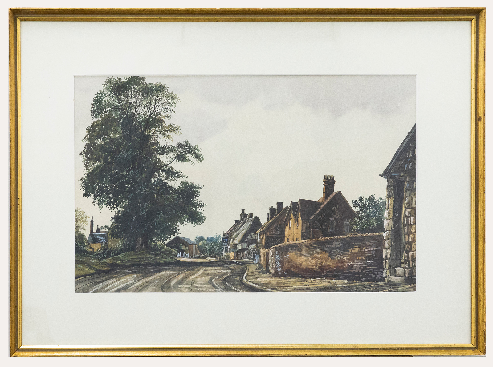 Edward Stamp (b.1939) – Framed 1974 Watercolour, Rural Street Scene