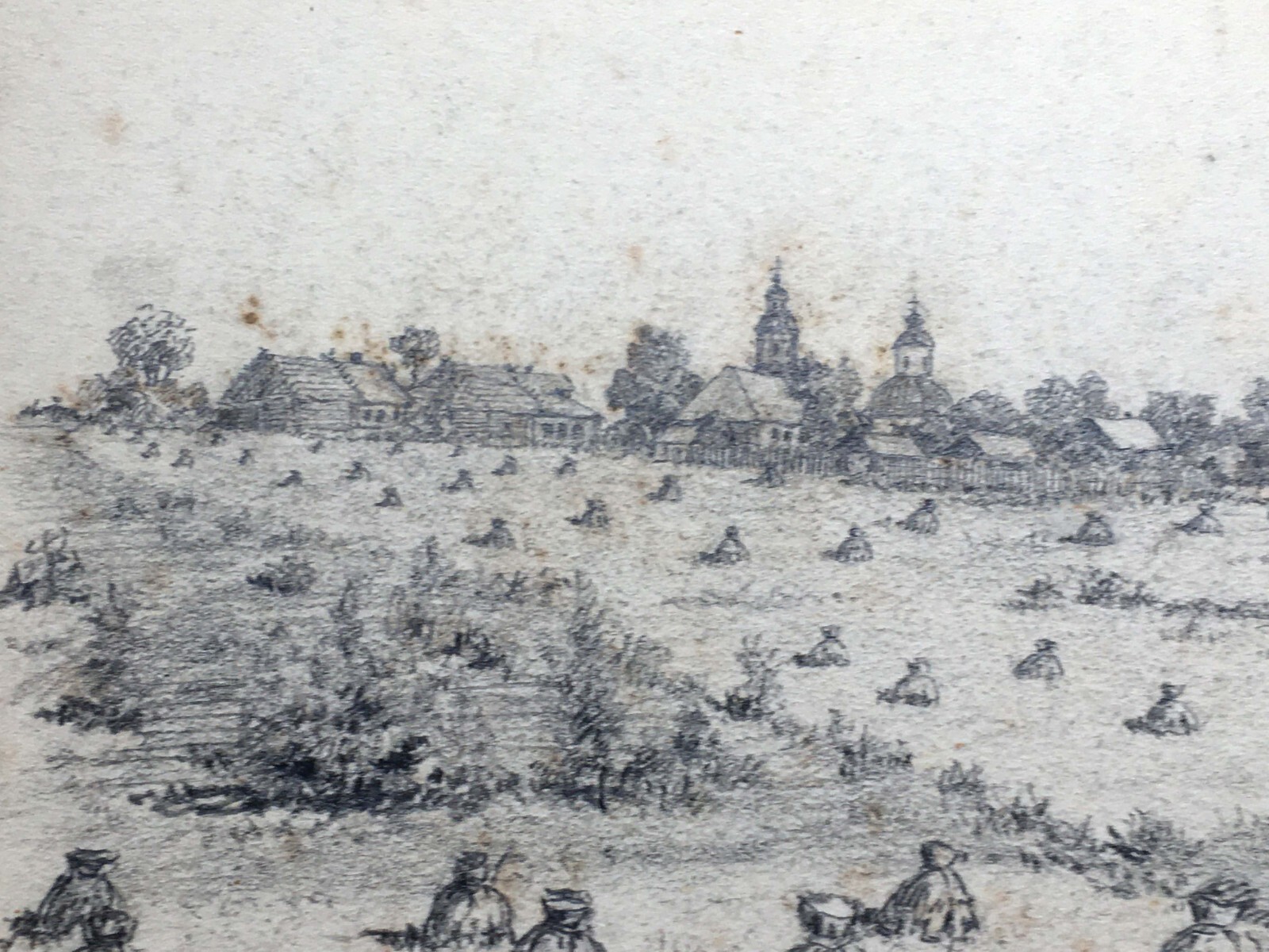 Pencil Painting Unframed The Village of Synkov Lednev D Original Painting n822