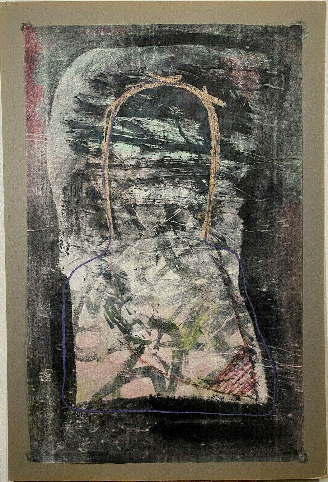 Abstract oil and mixed-media painting by Edward (Ed) Russell Whiteman (b. 1938)