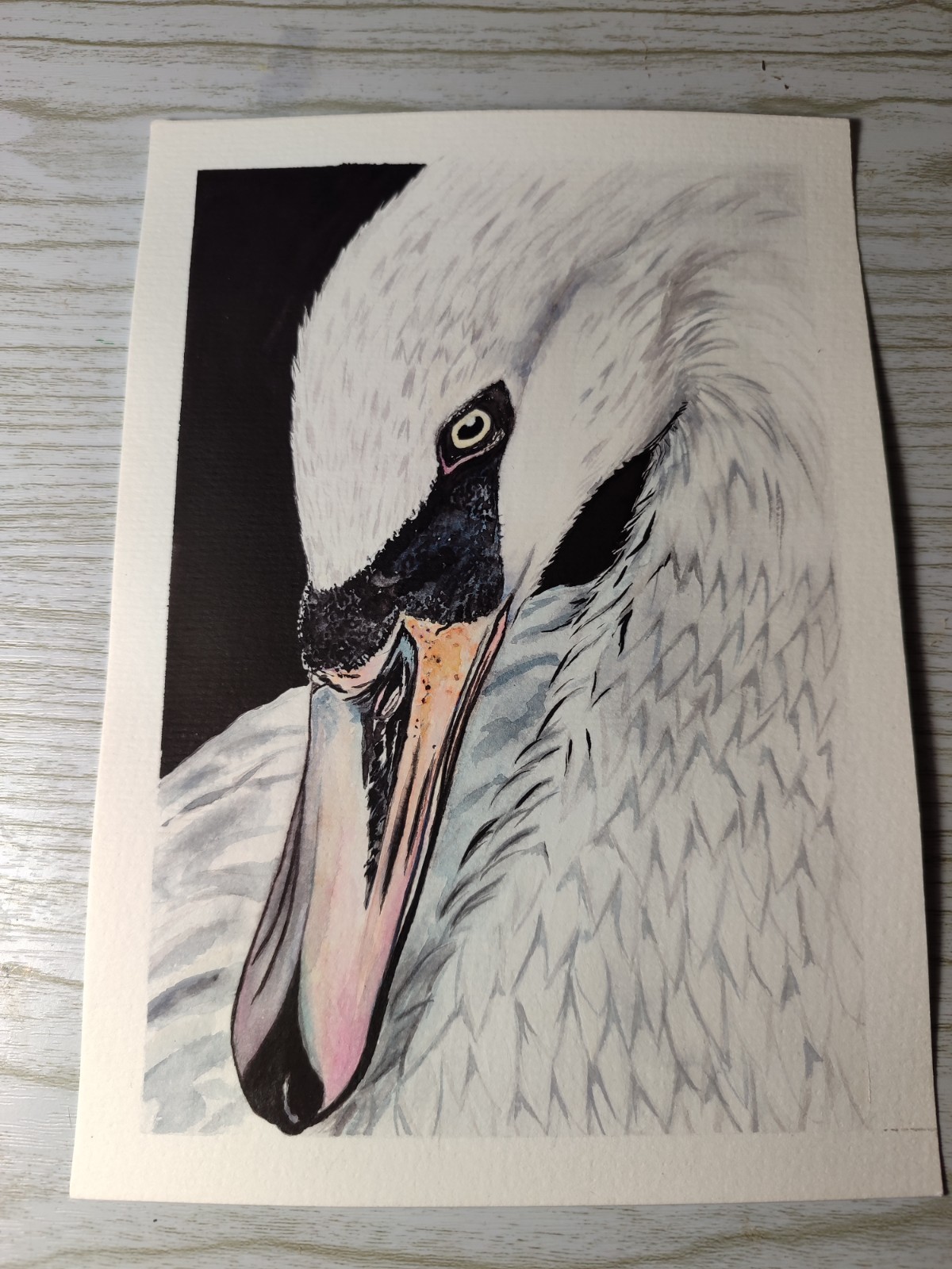 original watercolor painting «Swan»-Nature wall art 15x21cm(5.9×8.2in) handmade