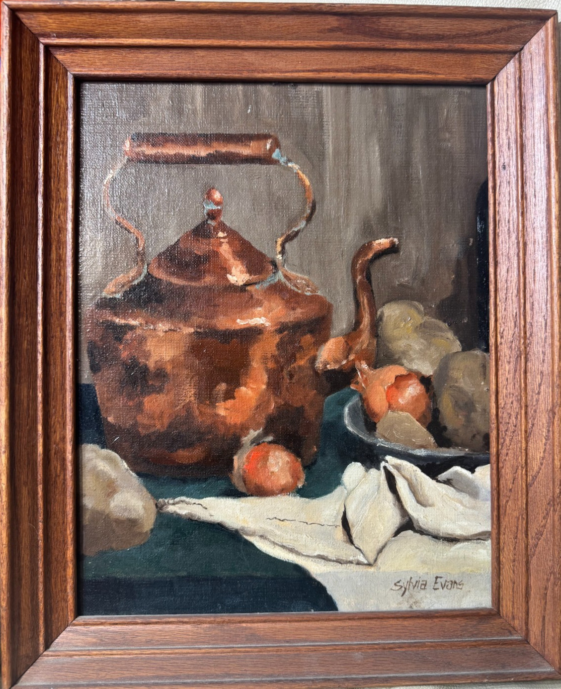 Sylvia Evans»Tabletop Still Life Scene» Oil Painting – Signed And Framed
