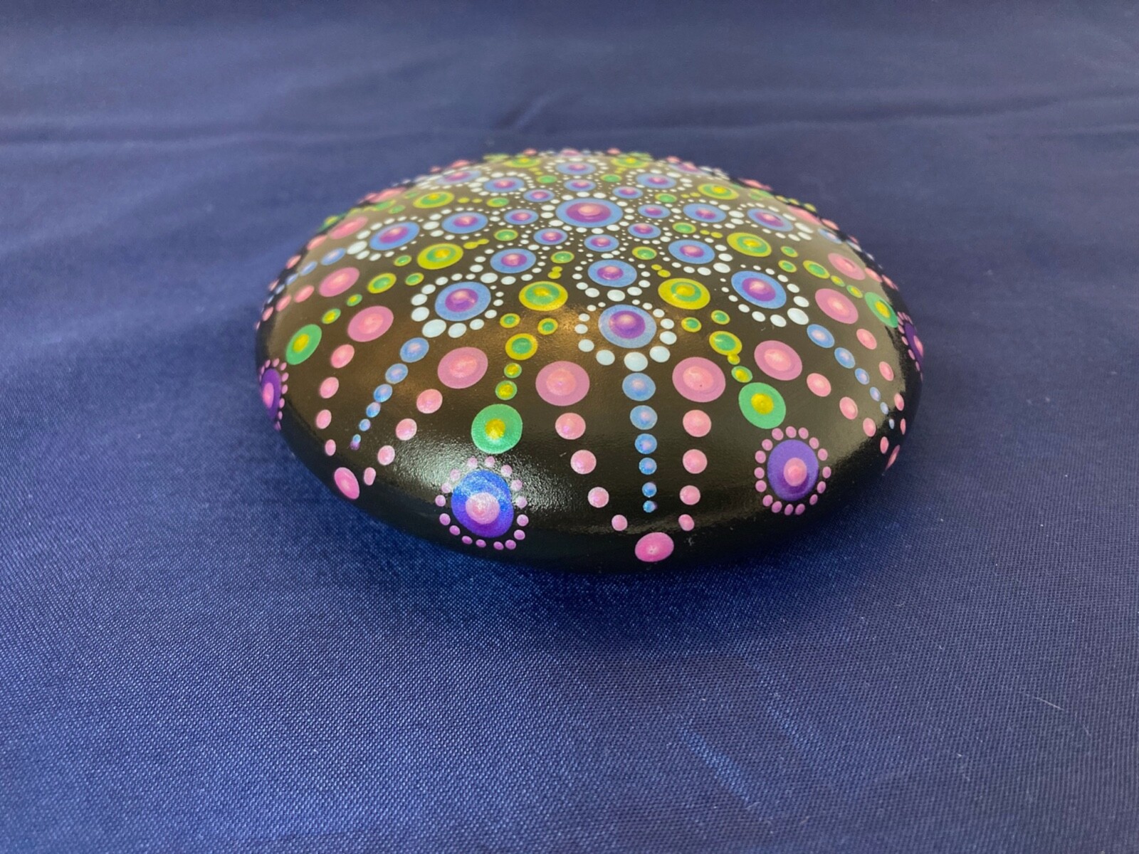 Large Mandala Dot Art Painted Rock Stone – Blue Green Pink