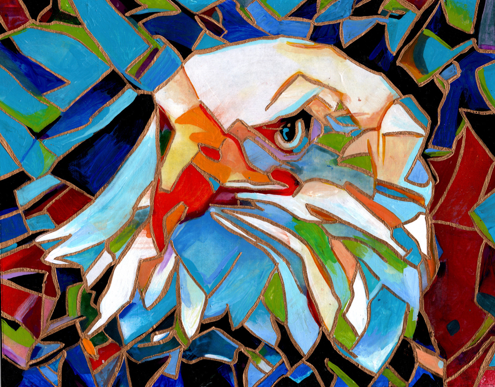 Original Acrylic Painting On The Board, BOLD EAGLE, Signed, 10×8″, 4th of July