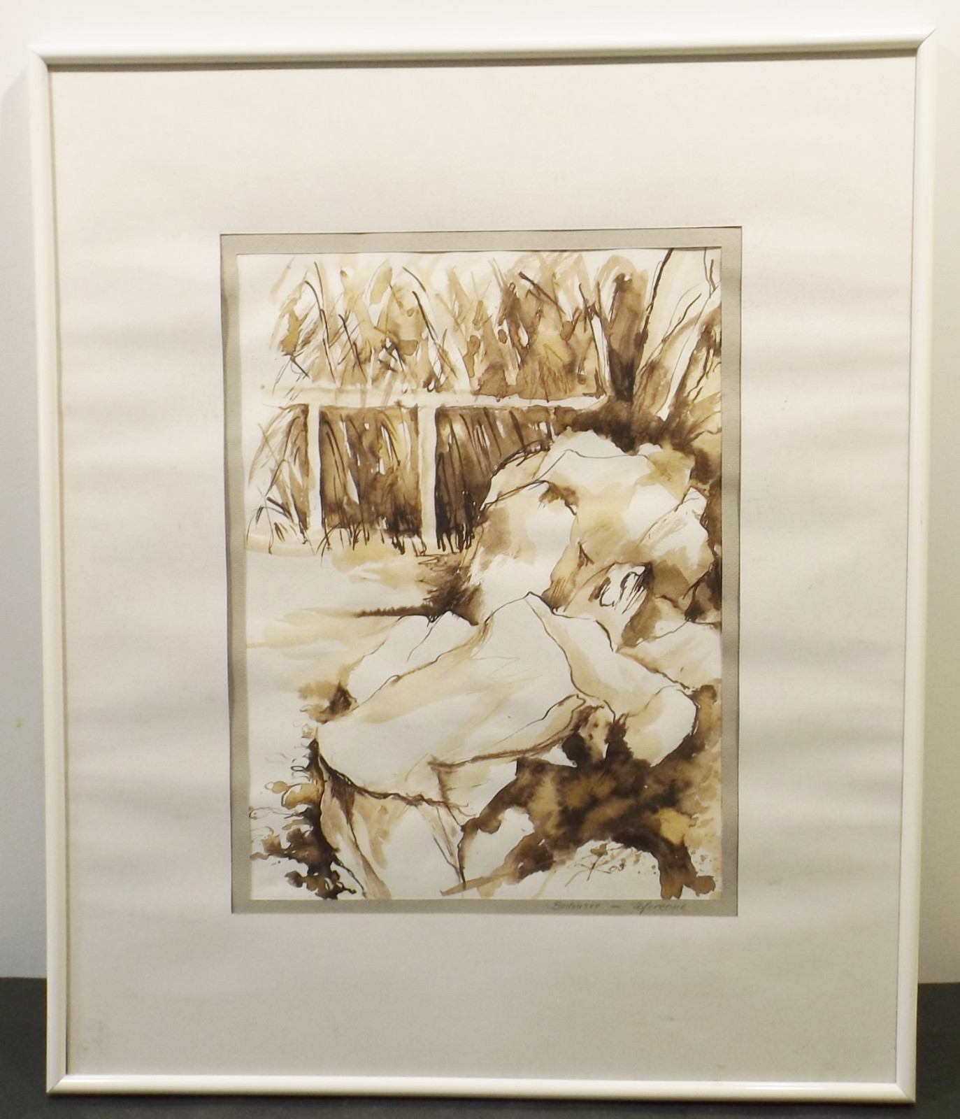 » Bodensee Uferzone View » Watercolour Signert Ros IN Frame