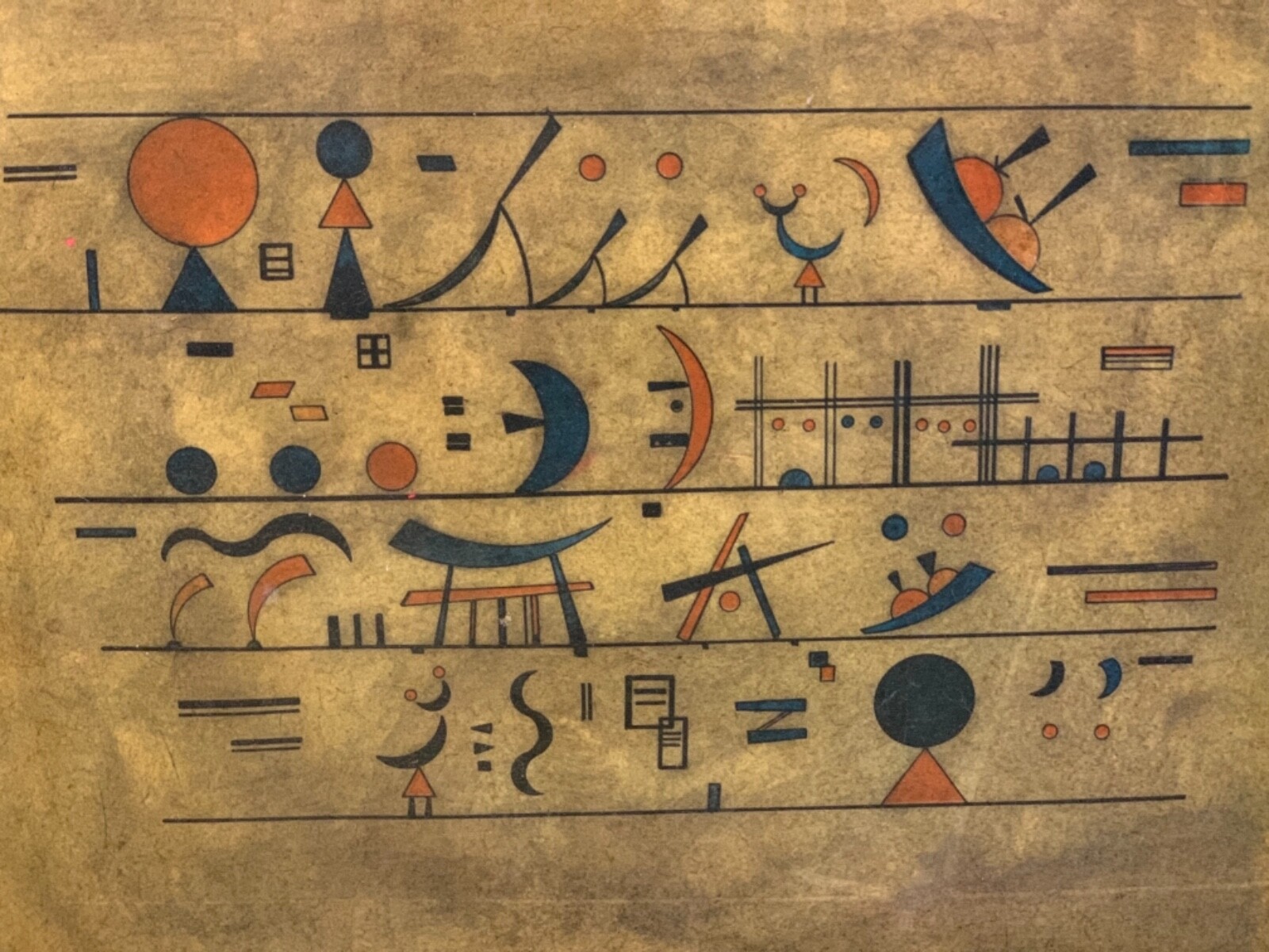 Antique “Zeichenreihen” Painting Reproduction Print After Wassily Kandinsky