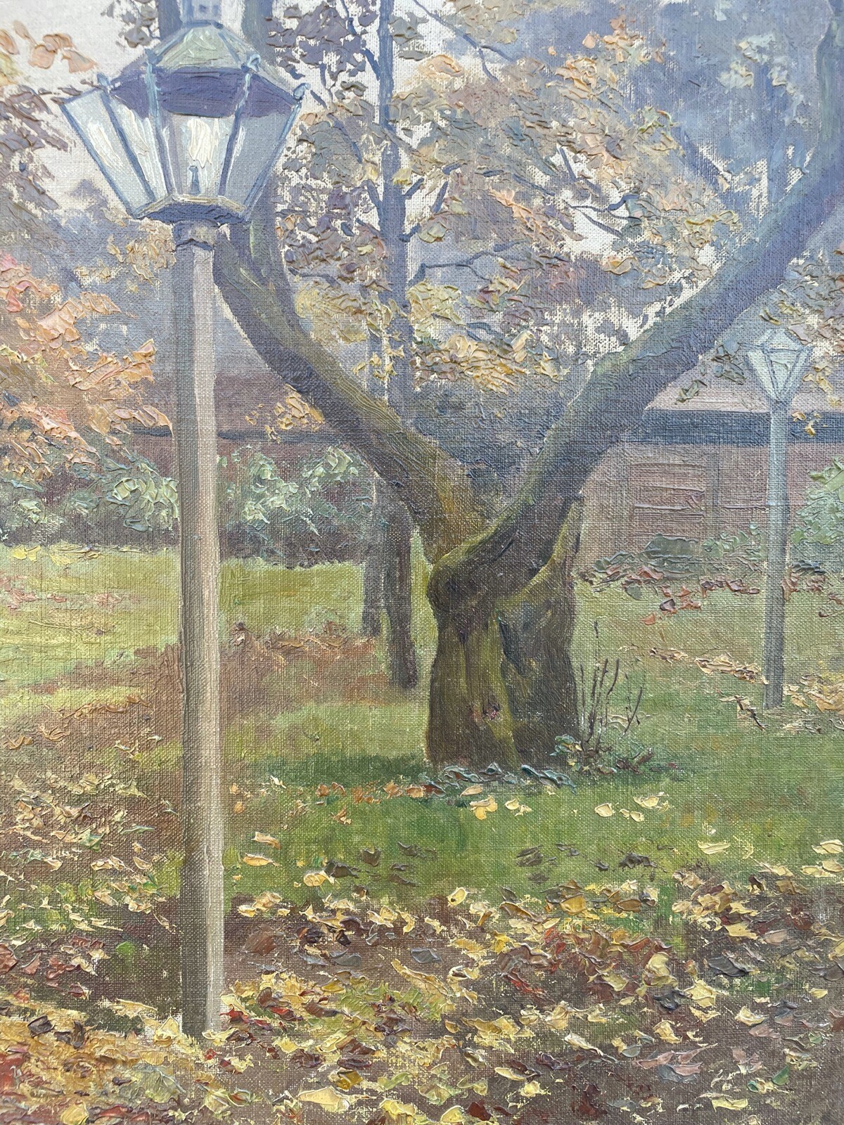 Impressionist Autumn Park Landscape Trees Lanterns Berlin Schöneberg