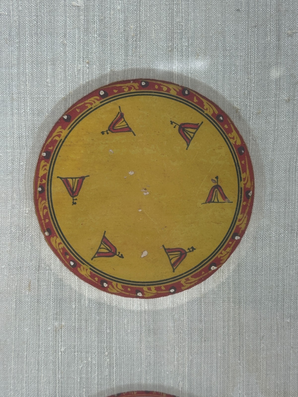 Framed Vintage Indian Ganjifa Playing Cards Hand Painted Circular Art Turtles