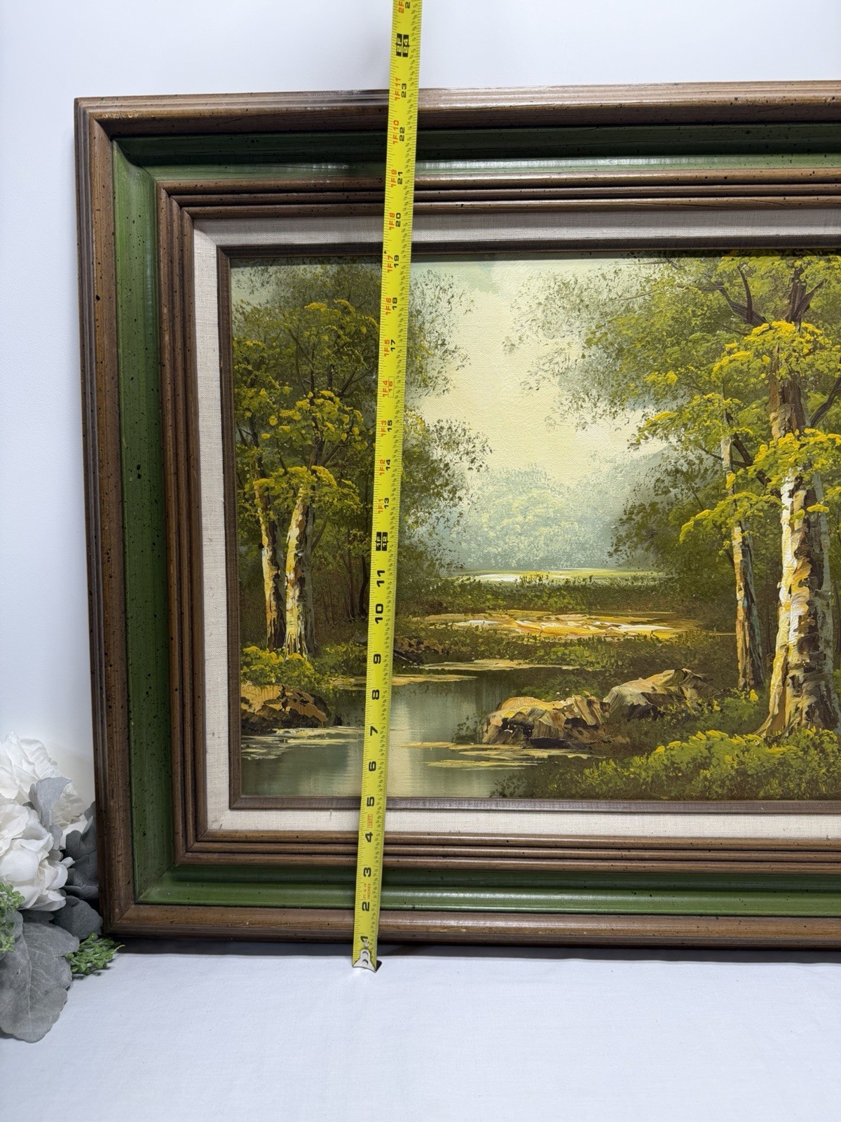 Vintage Framed Oil Painting On Canvas Autumn Landscape River Williams 23”x27”