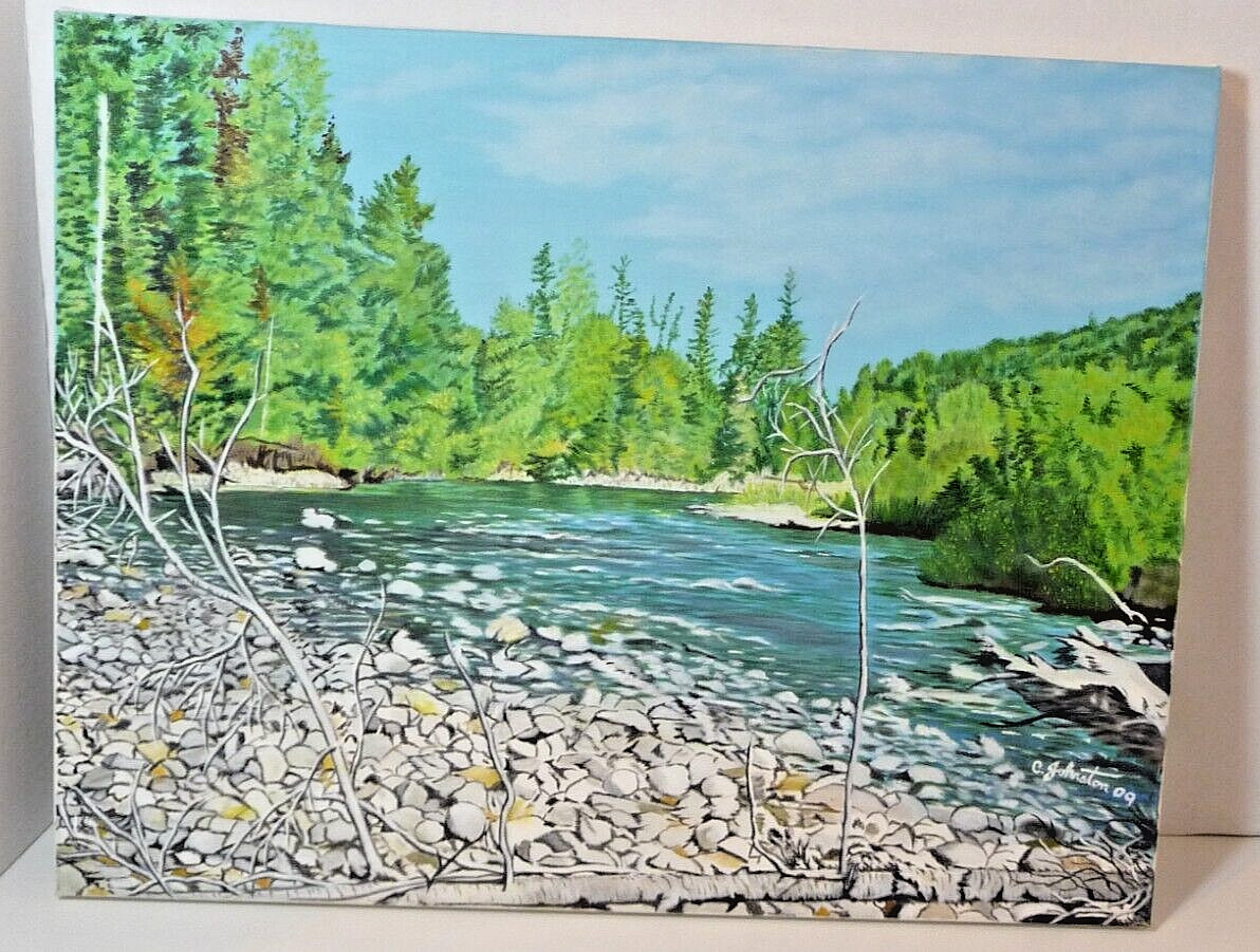 Original 18×14 Landscape Oil Painting By Artist Catherine Johnston Winding River