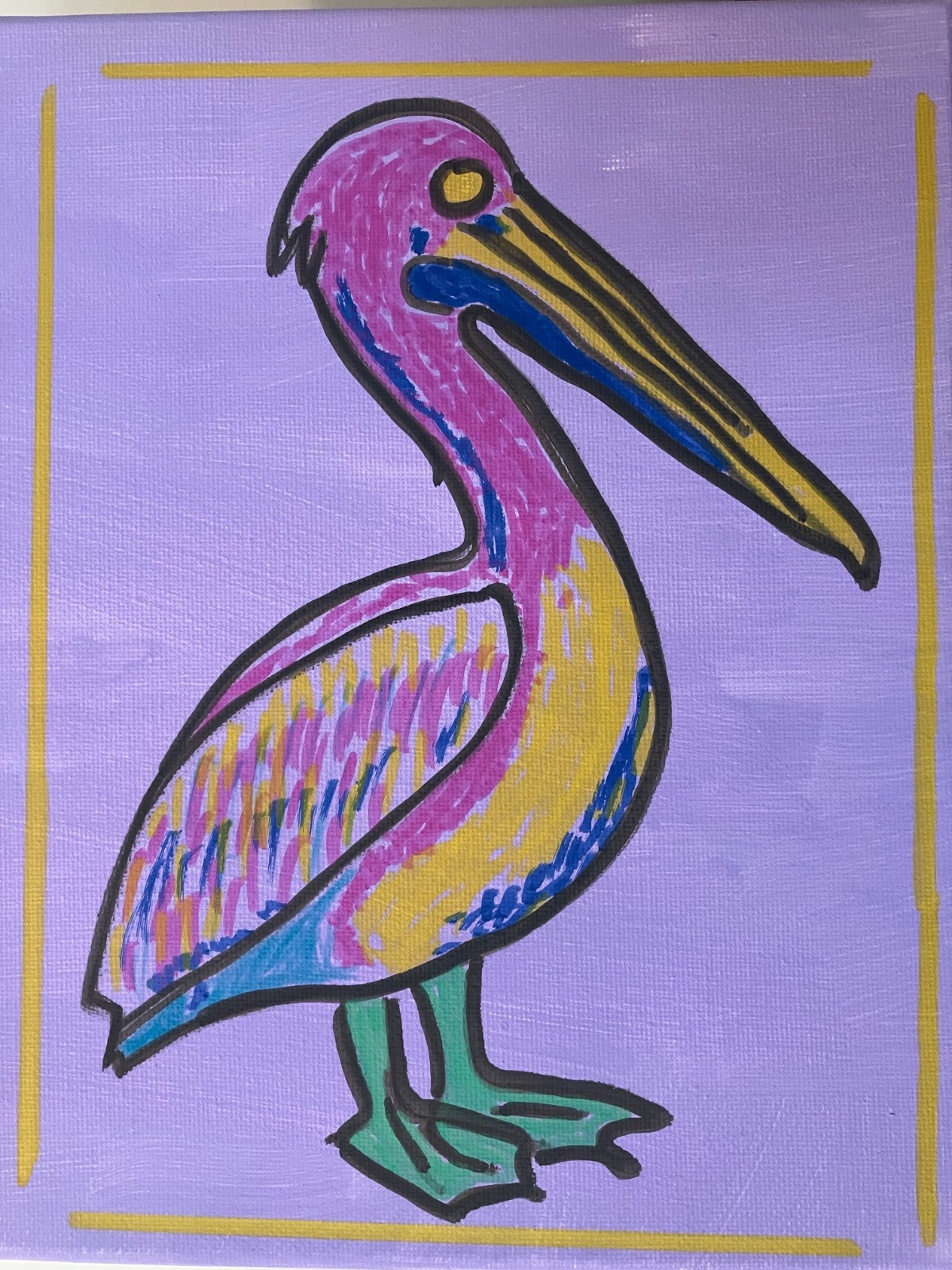 8×10 Acrylic Painting Specialist Green Footed Pelican «Restricted Edition»