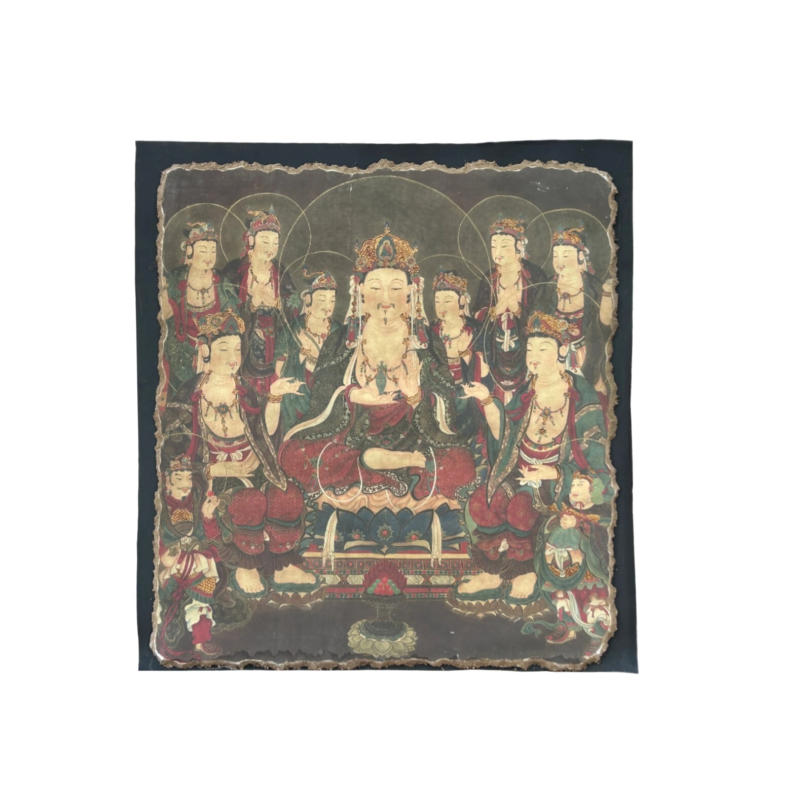 Oriental Tong Dynasty Style Bodhisattva Painting on Paper Mache Wall Art ws4515