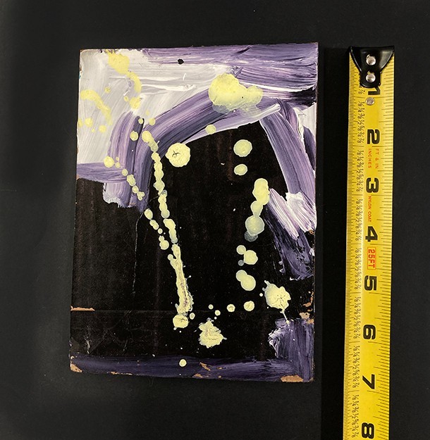 Abstract Painting Original Cardboard Art Black Purple Yellow Miz Katie