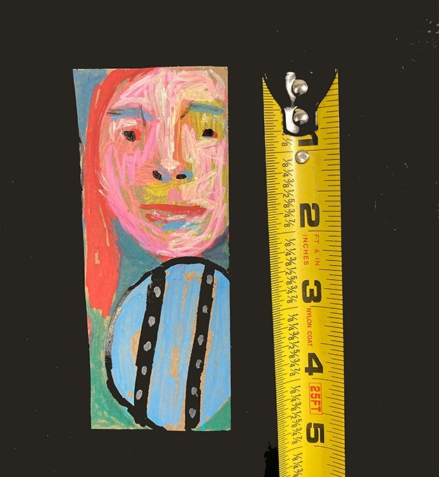 Portrait Painting Beezie Woman Friend Blue Mini Naive Outsider Art Miz Katie