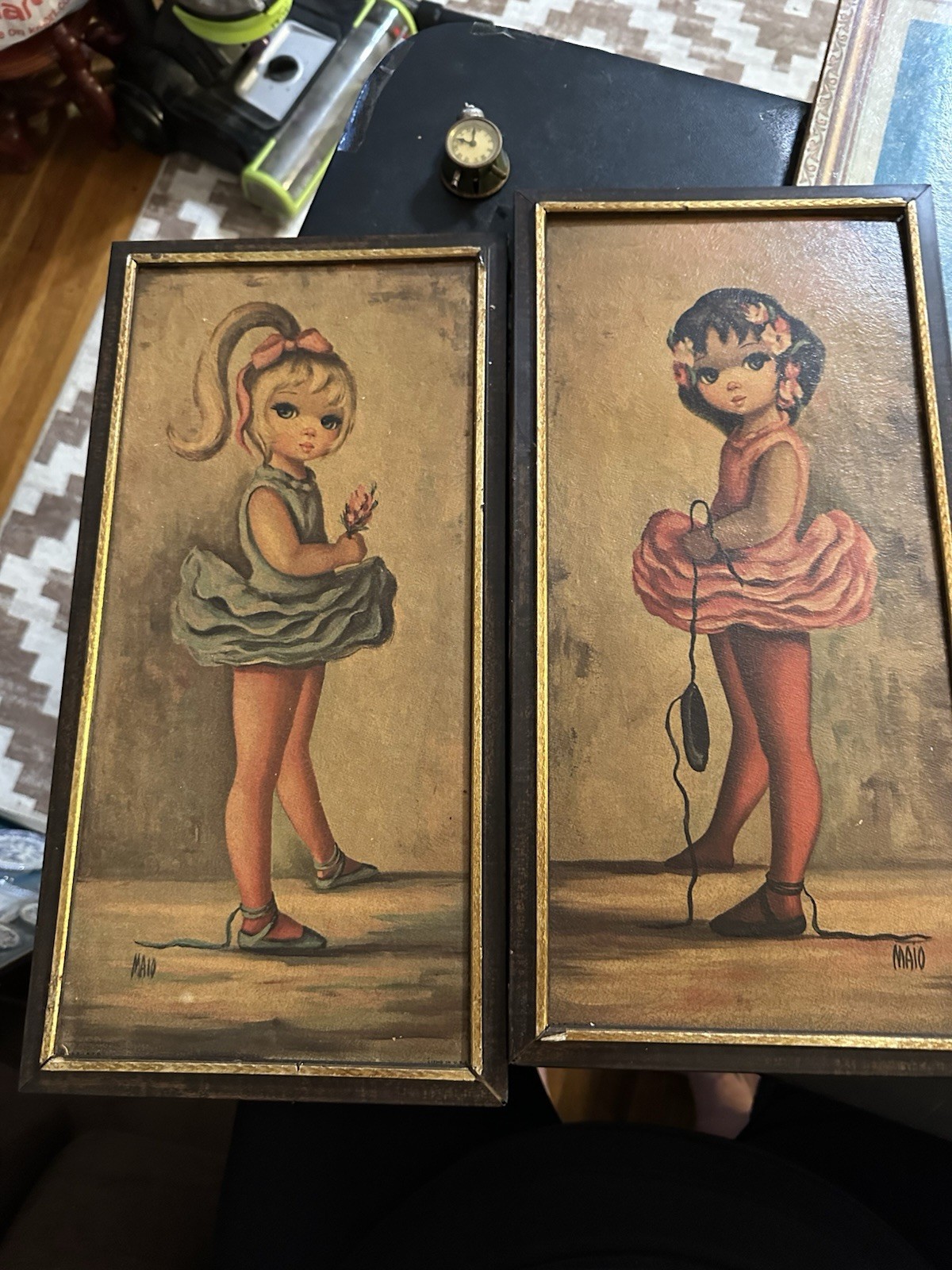 1960’s «Big Eyes» Ballerina Prints by Maio, in wooden frames