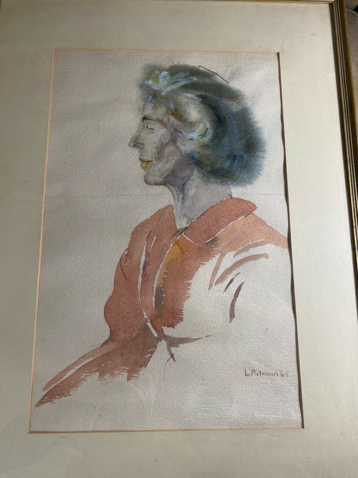 Vintage Lucy Putnam 1965 «Female Study» Watercolor Painting – Signed And Framed