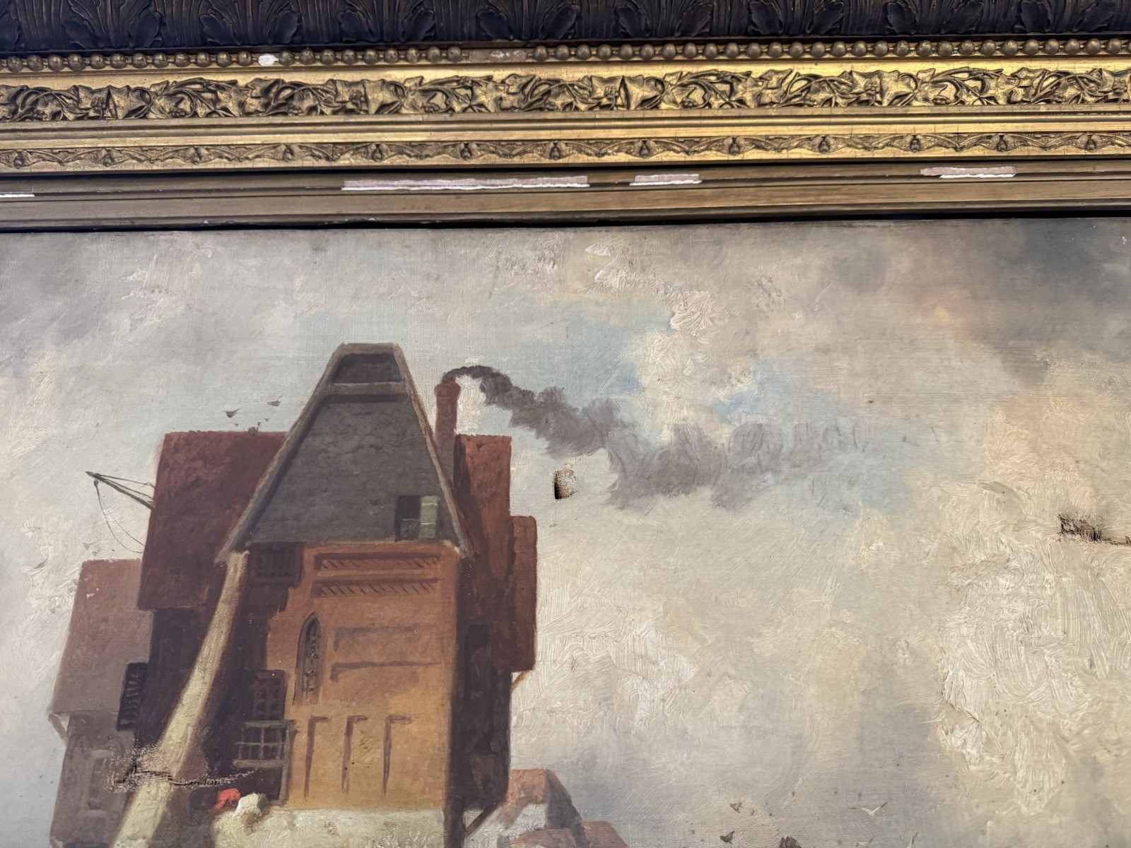Antique Victorian Nautical Seascape Oil Painting on Canvas FD Briscoe