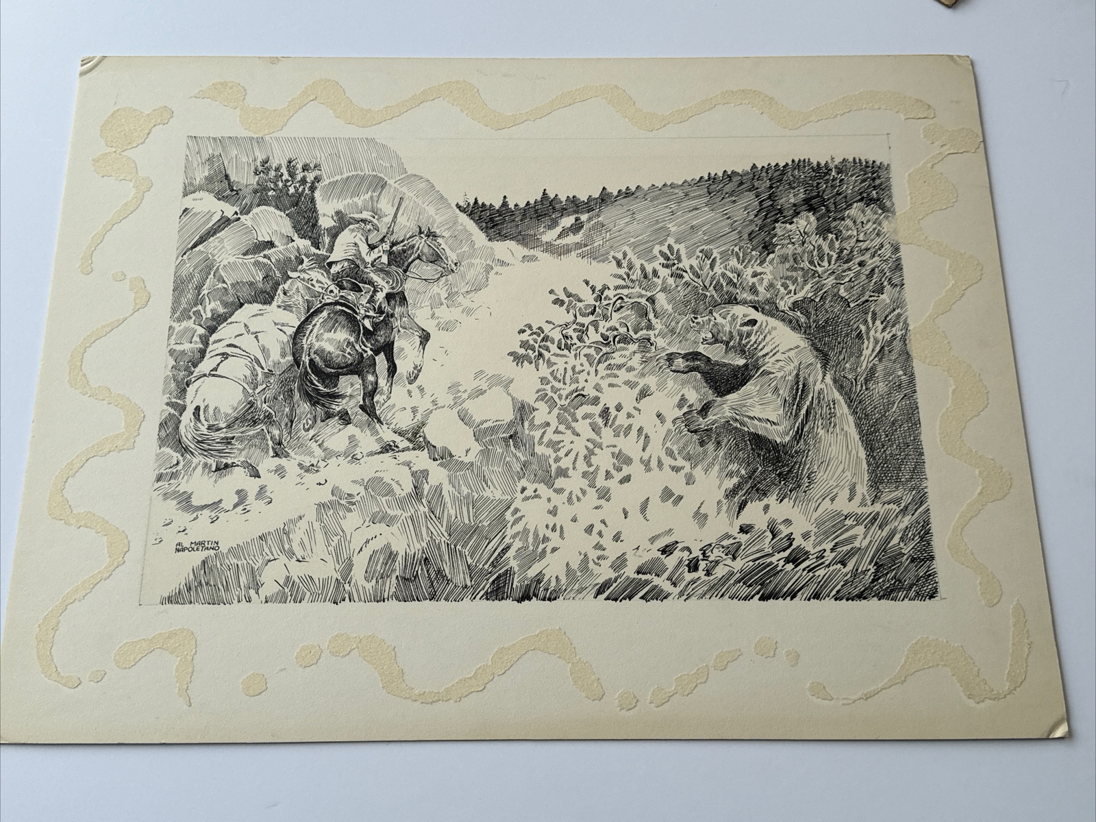 ANTIQUE ILLUSTRATION DRAWING COLLECTION AL MARTIN NAPOLETANO WESTERNN COWBOY