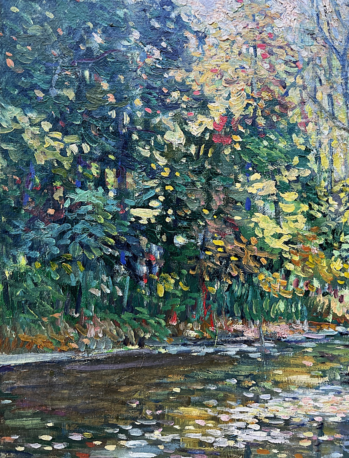 1930’s Impressionist Summer Pool Clarence W. Snyder 1873-1948, listed PA artist