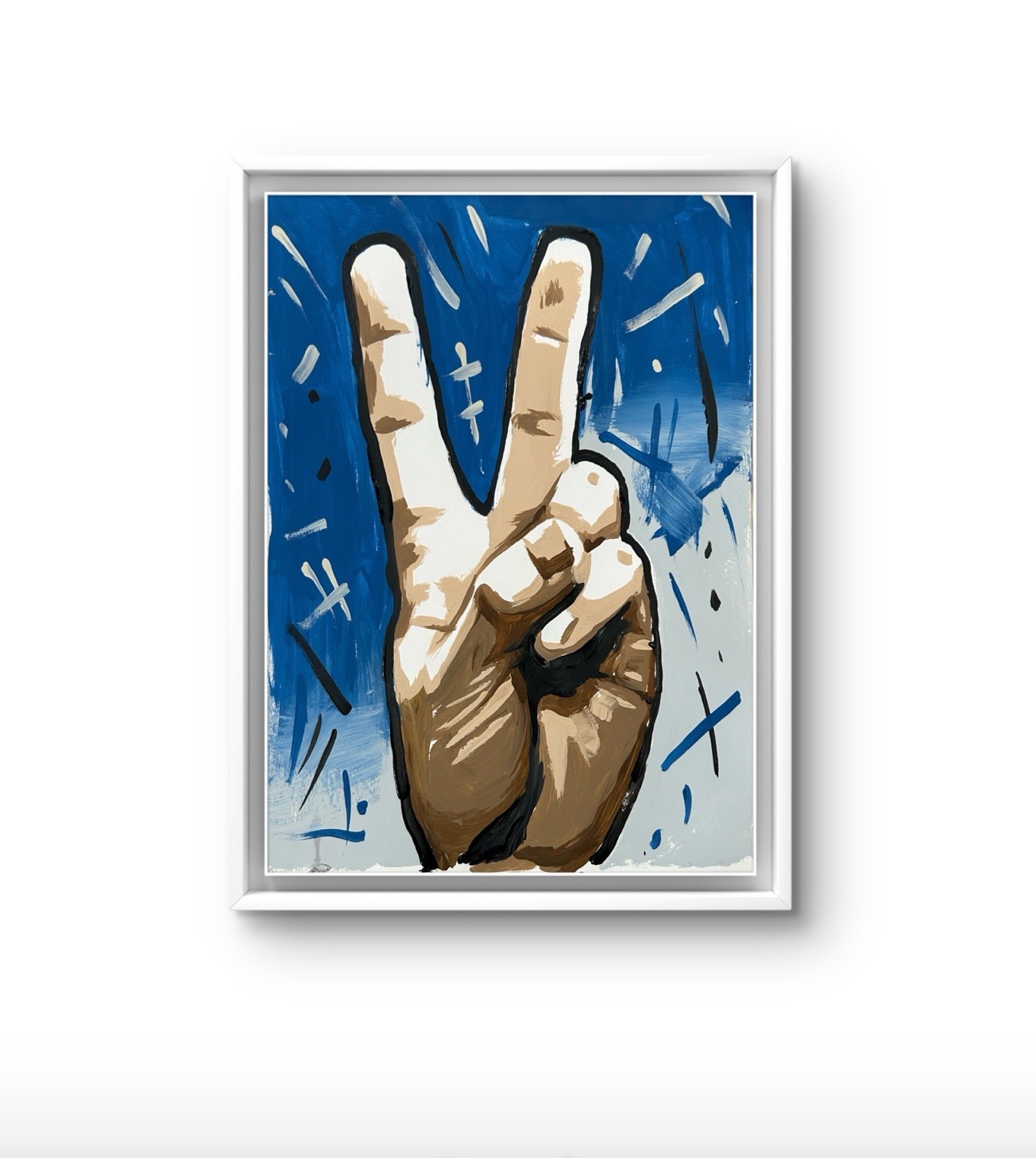 Original Abstract Peace Sign Hand Painting 9×12 paper Modern Wall Art Home Decor