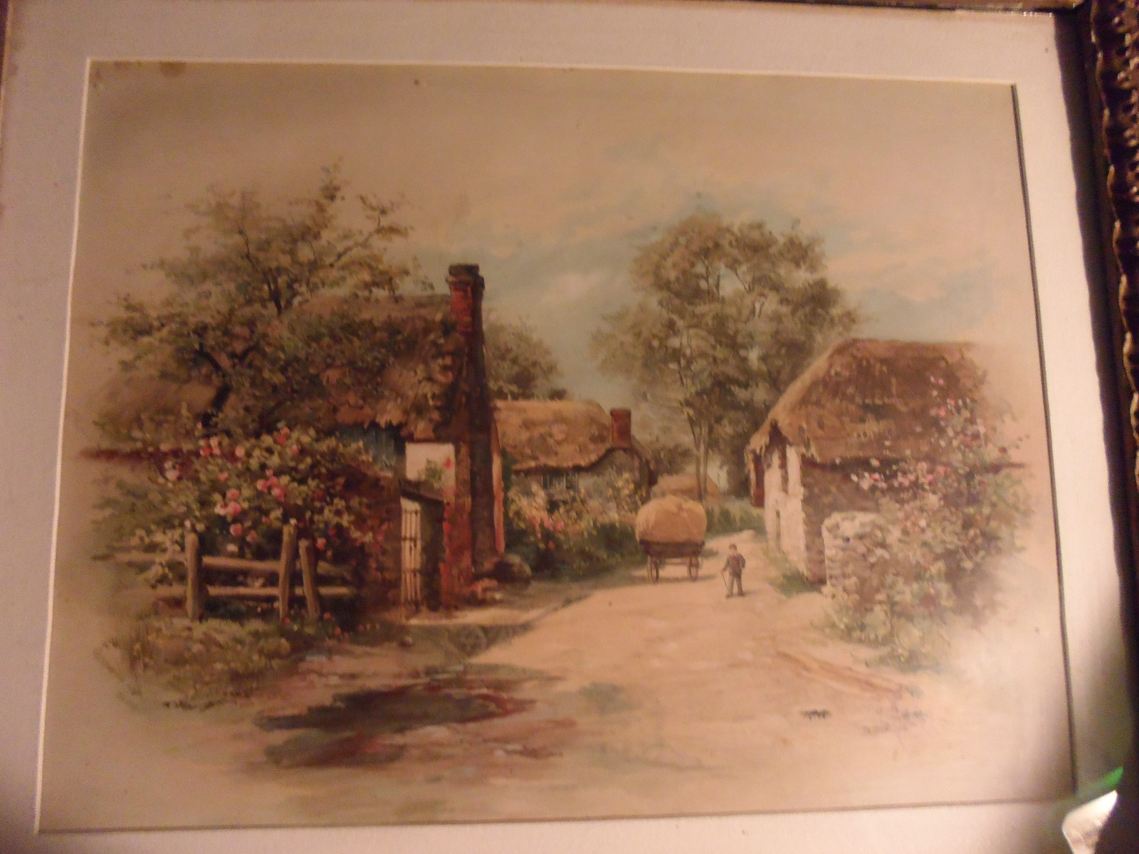 Signed Original Bartlett Cockington Lane Devon 19th century colored MEGARARE