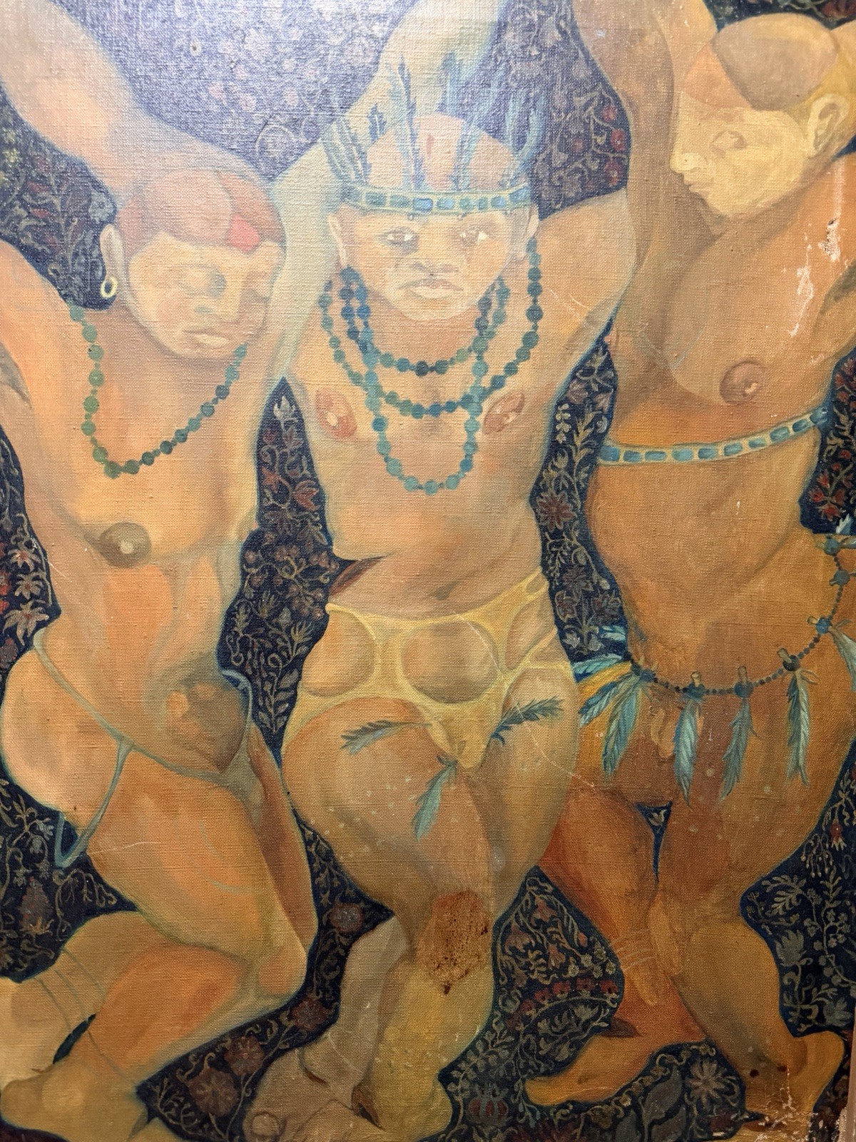 MYLO QUAM 1941-1996 Early Painting May 1968 Boatman gallery Exhibit Three Women