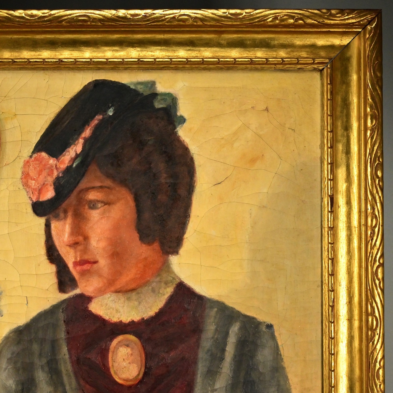 FALCONNET Original Vintage Signed Lady Female Portrait Illustration Oil Painting