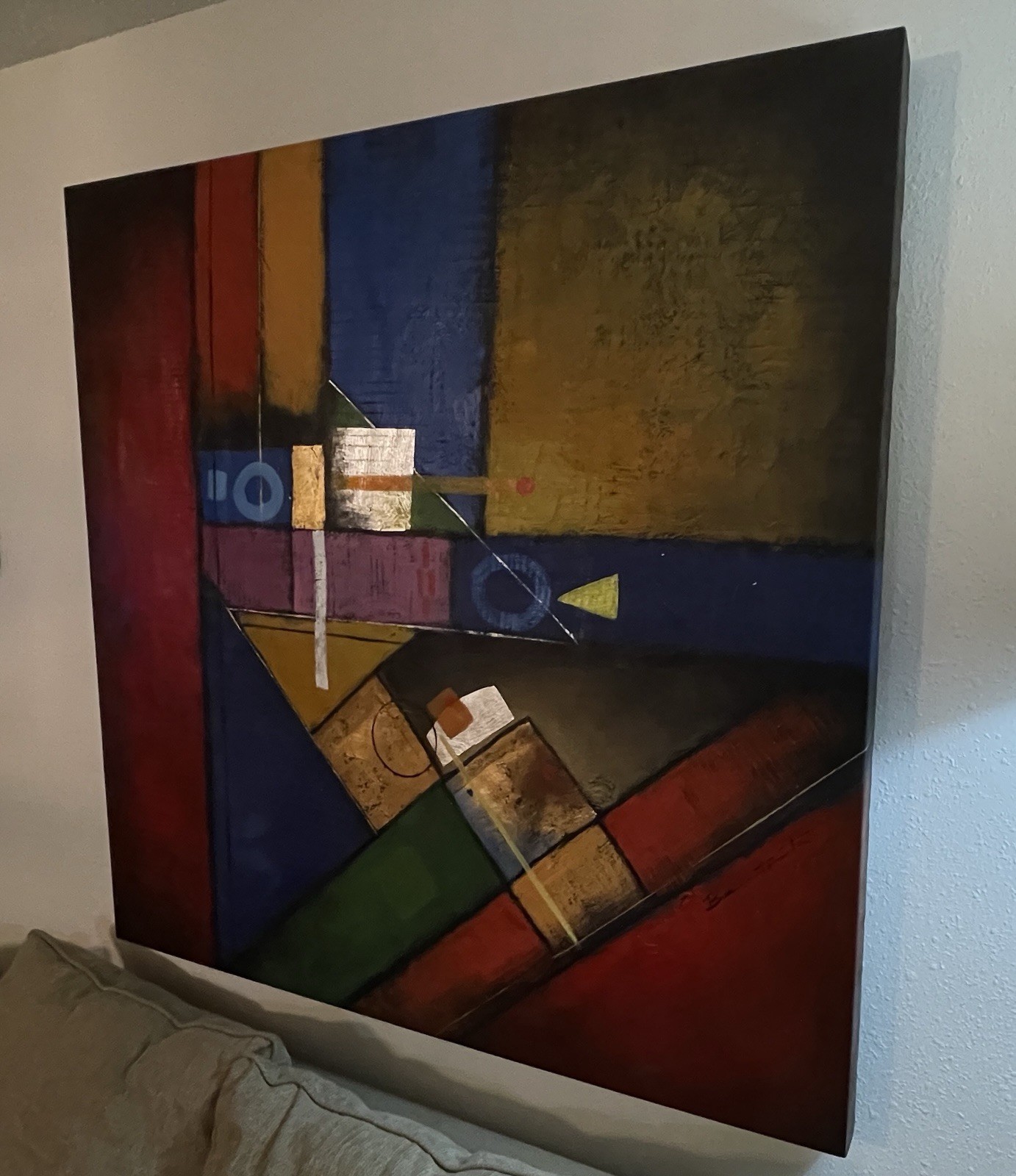Large Modern Abstract Wall Painting 50x50x3 Inches 14 Lbs. Signed. Beautiful.