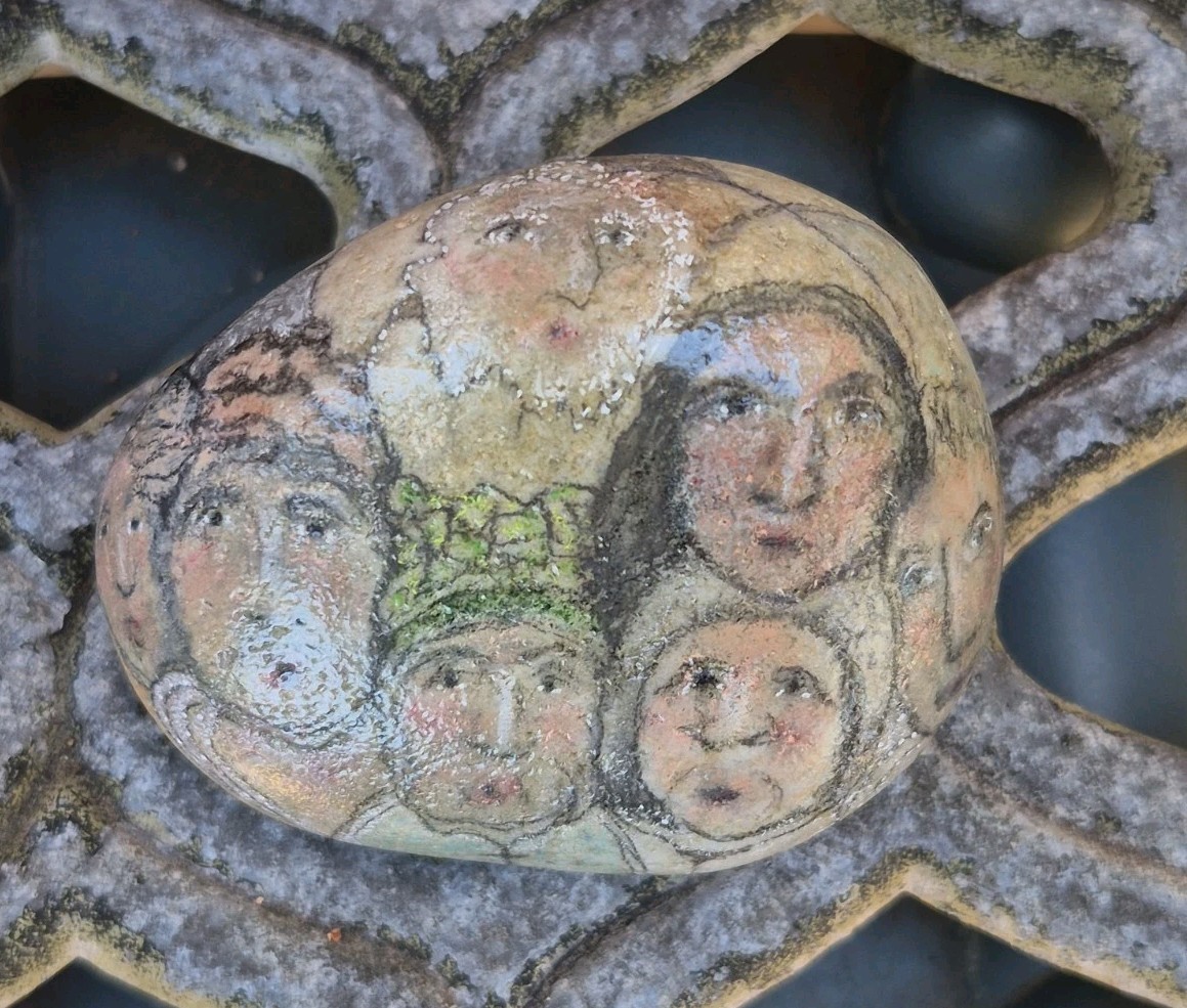 Handpainted Rock Stone Art ~ Angel Art ~ Expressionism ~ Folk Art ~ Angels
