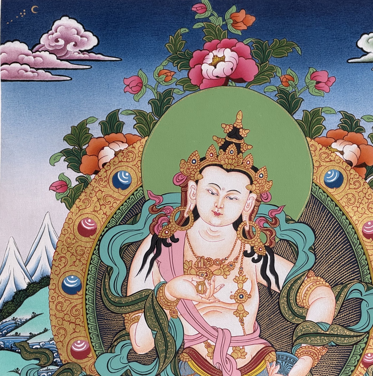 VAJRASATTVA PURIFICATION BUDDHA ORIGINAL MASTERPIECE TIBETAN THANGKA PAINTING