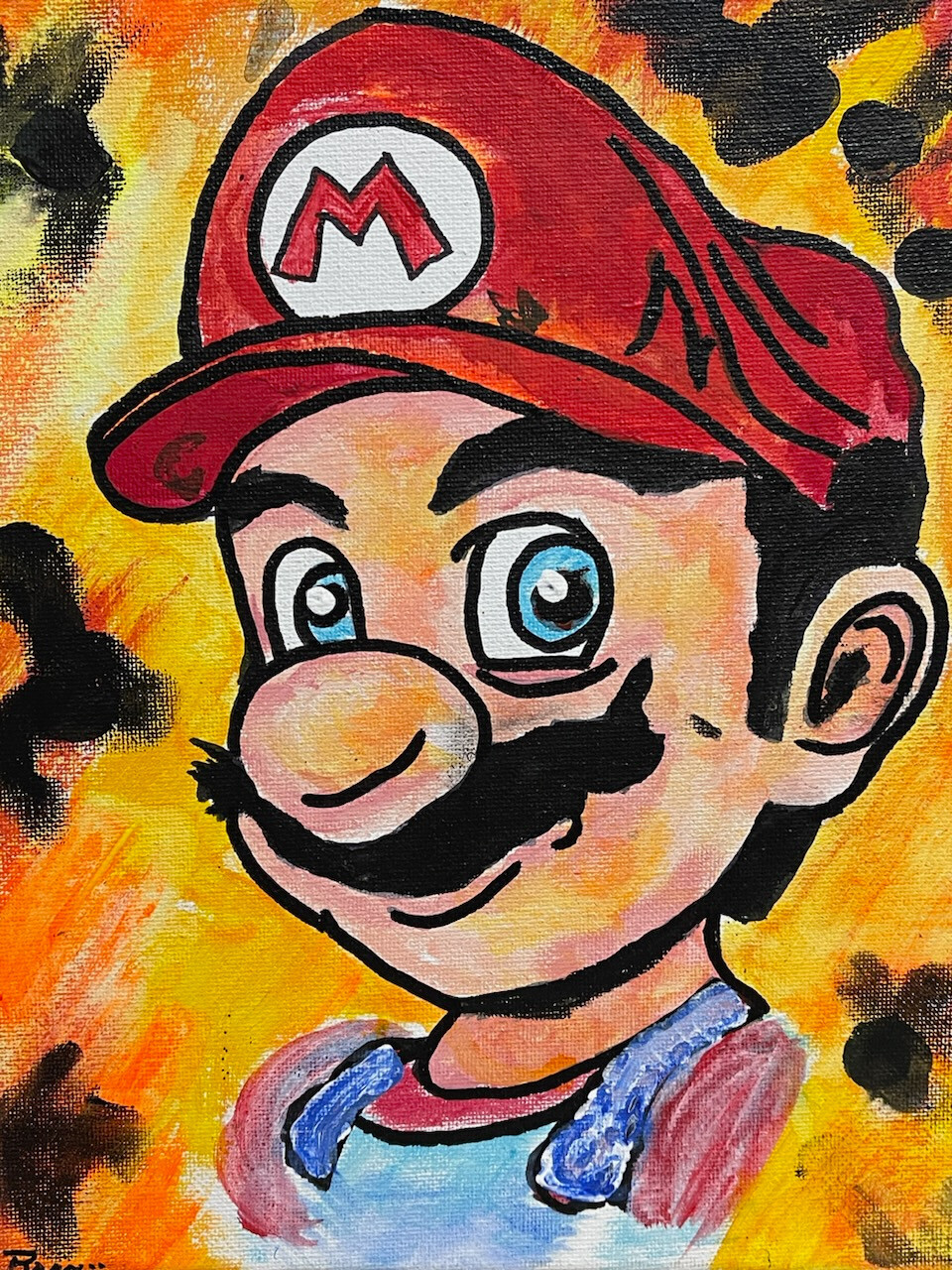 Seasoned Art Super Mario hand painted video game fan art Mushroom Kingdom M