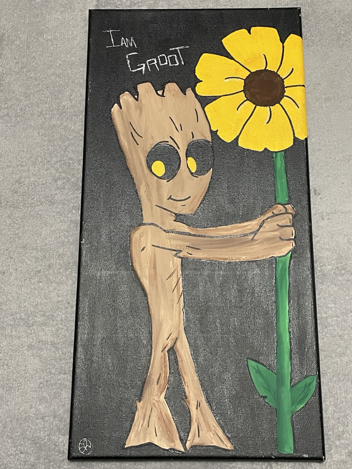 Original Hand Painted I Am Groot Acrylic Artwork Canvas 20 x 10 Marvel Art Decor