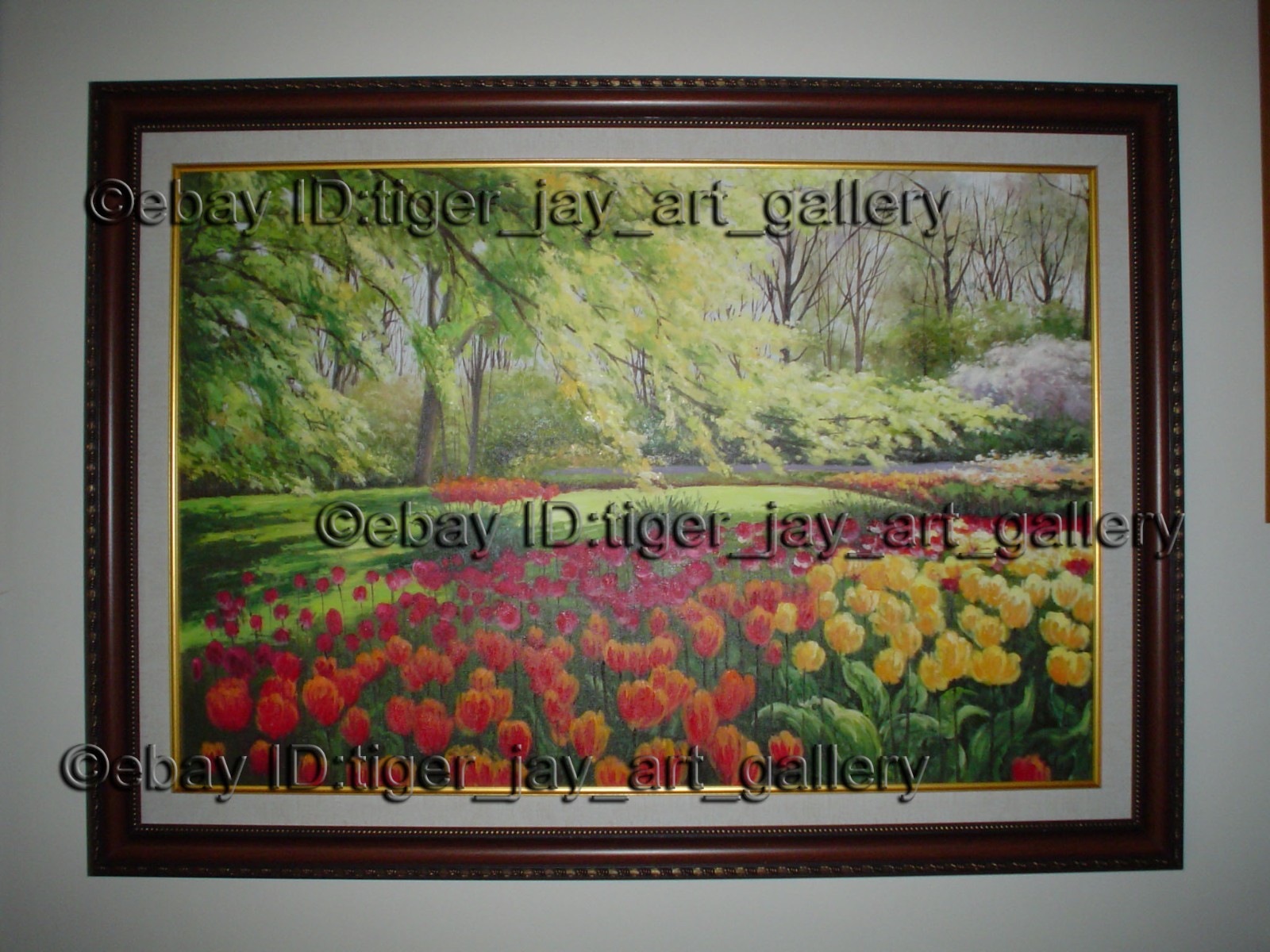 Spring Sunny Day Flowers Green Woods Landscape Forest Peaceful Tree Oil Painting