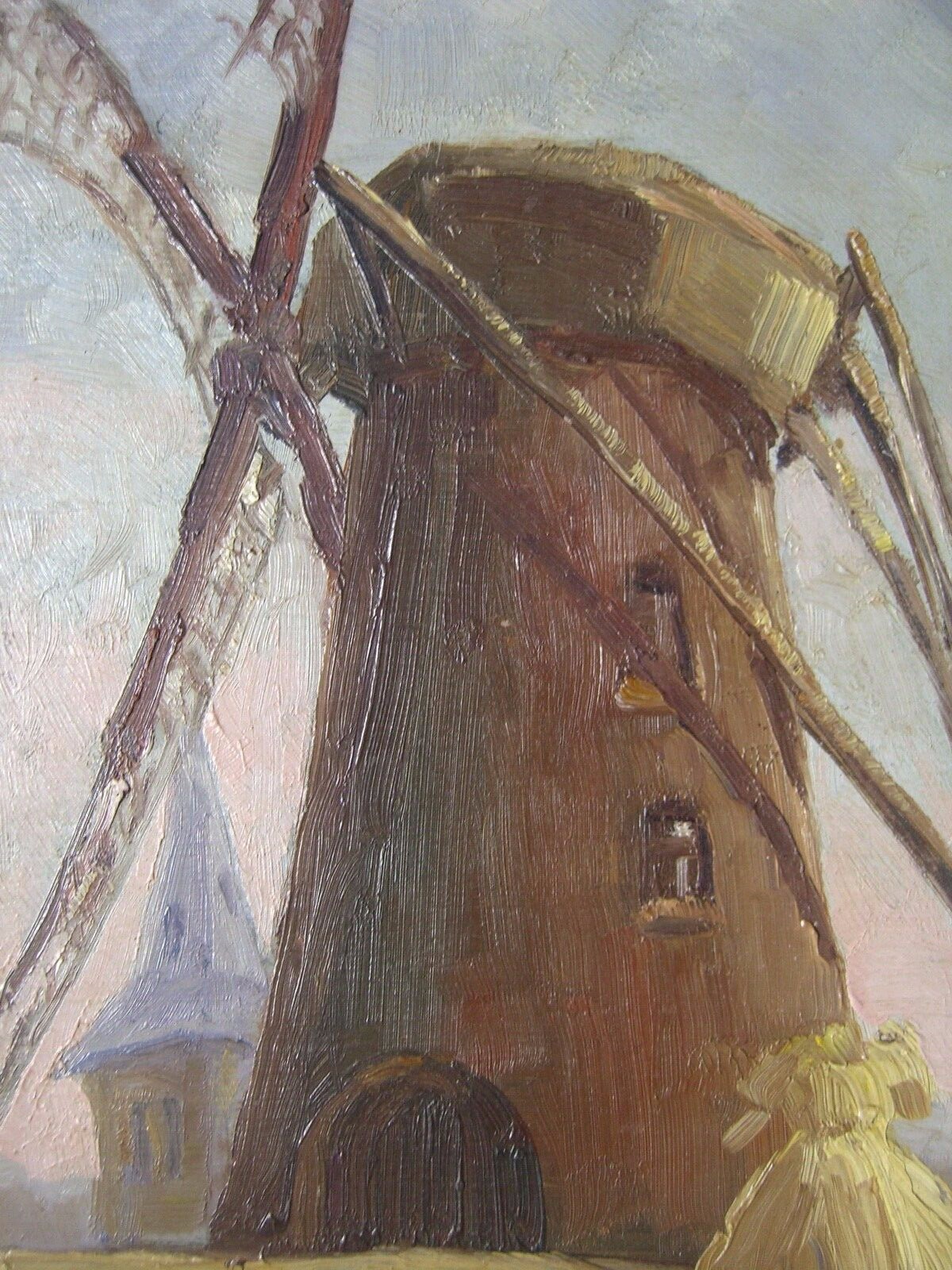 Signed Eg. De Buyser Landscape with Windmill Hay Bales Limburg Belgium