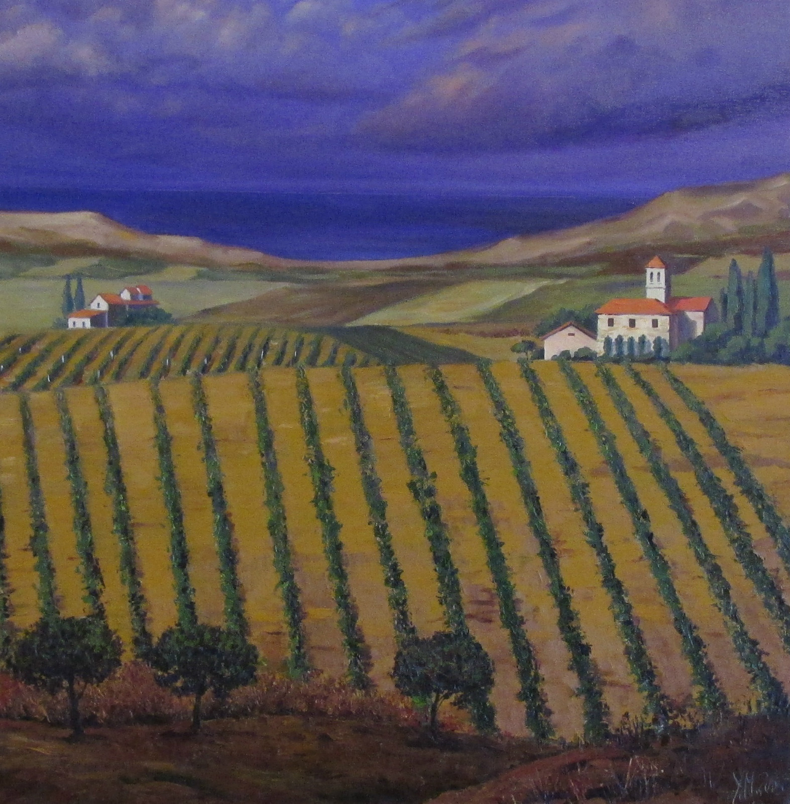 PRINT OF PAINTING LANDSCAPE RYTA IMPRESSIONISM HOUSES Field Farm Art Grape 🍇