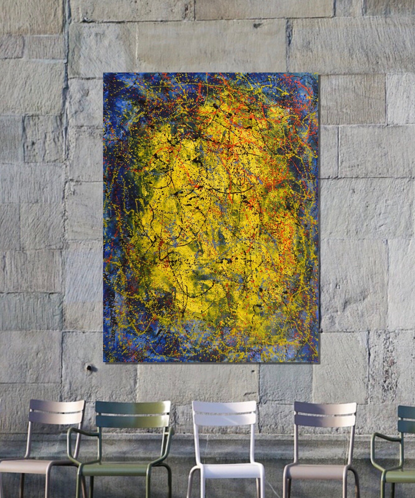 Jackson Pollock style￼ Profession￼al Painting 81” X 62”(6ft 9in)Abstract Modern