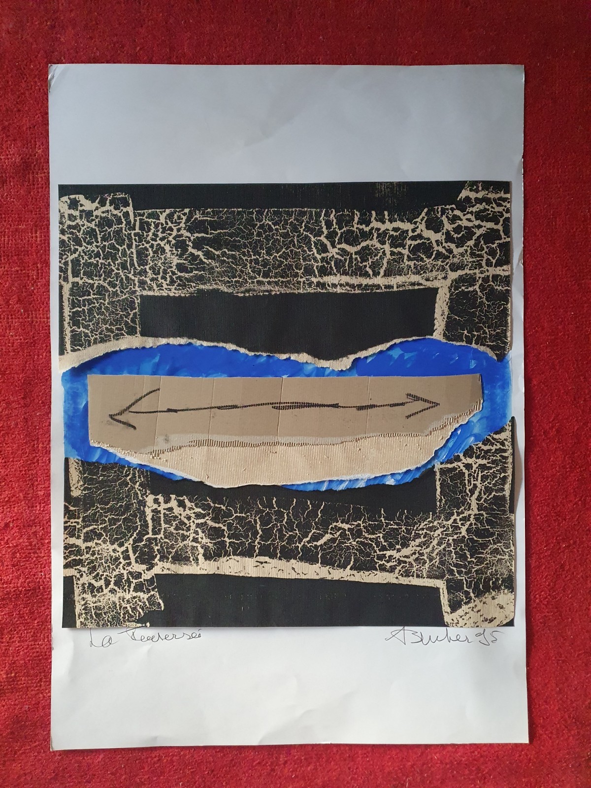 Large Collage Mixed Signed André Bucher Sculptor Swiss Abstract Dorny Marfaing