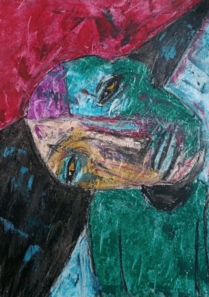 Portrait – Abstract Modern Art – Oil Chalk A4 Paper – Modern Art