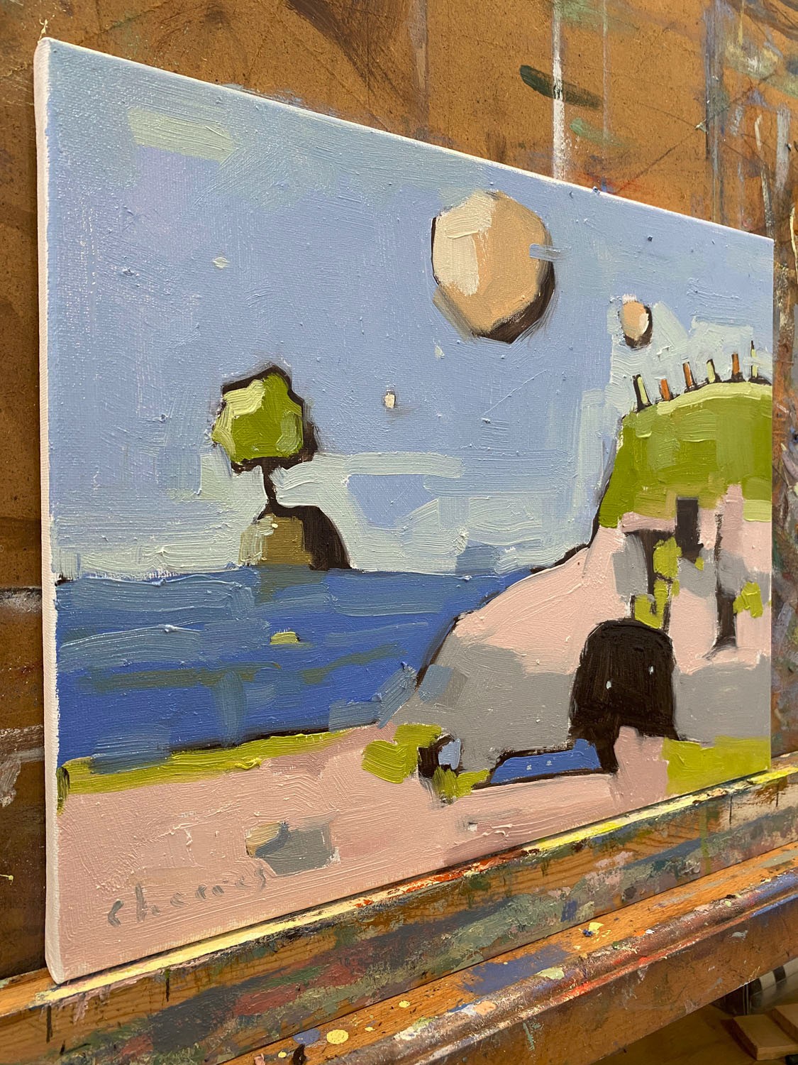 Modern Contemporary Original Oil Painting Semi Abstract 11×14 Aldo Cherres Art