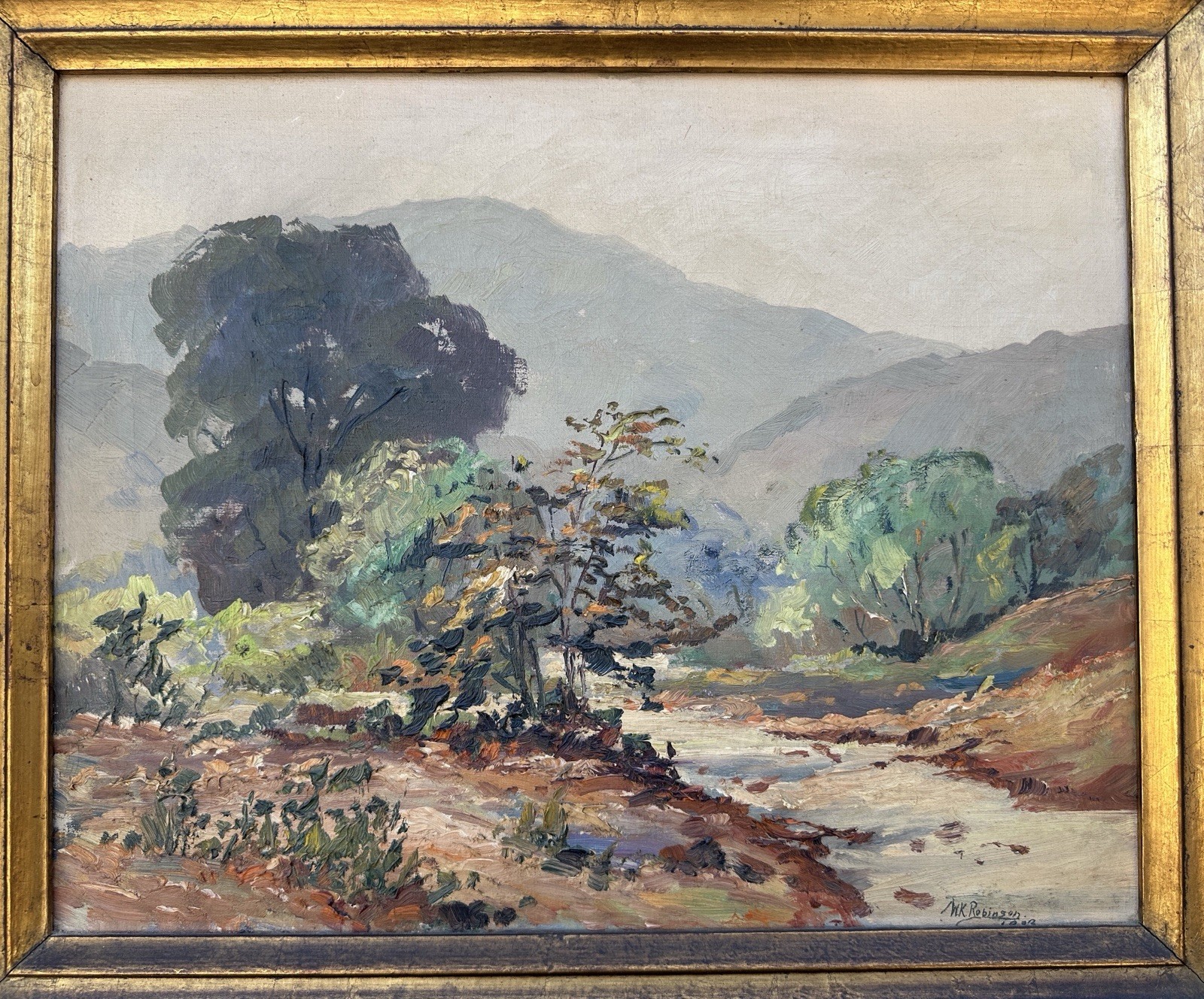 Antique W.K. Robinson 1903 California Plein Air Landscape Oil Painting