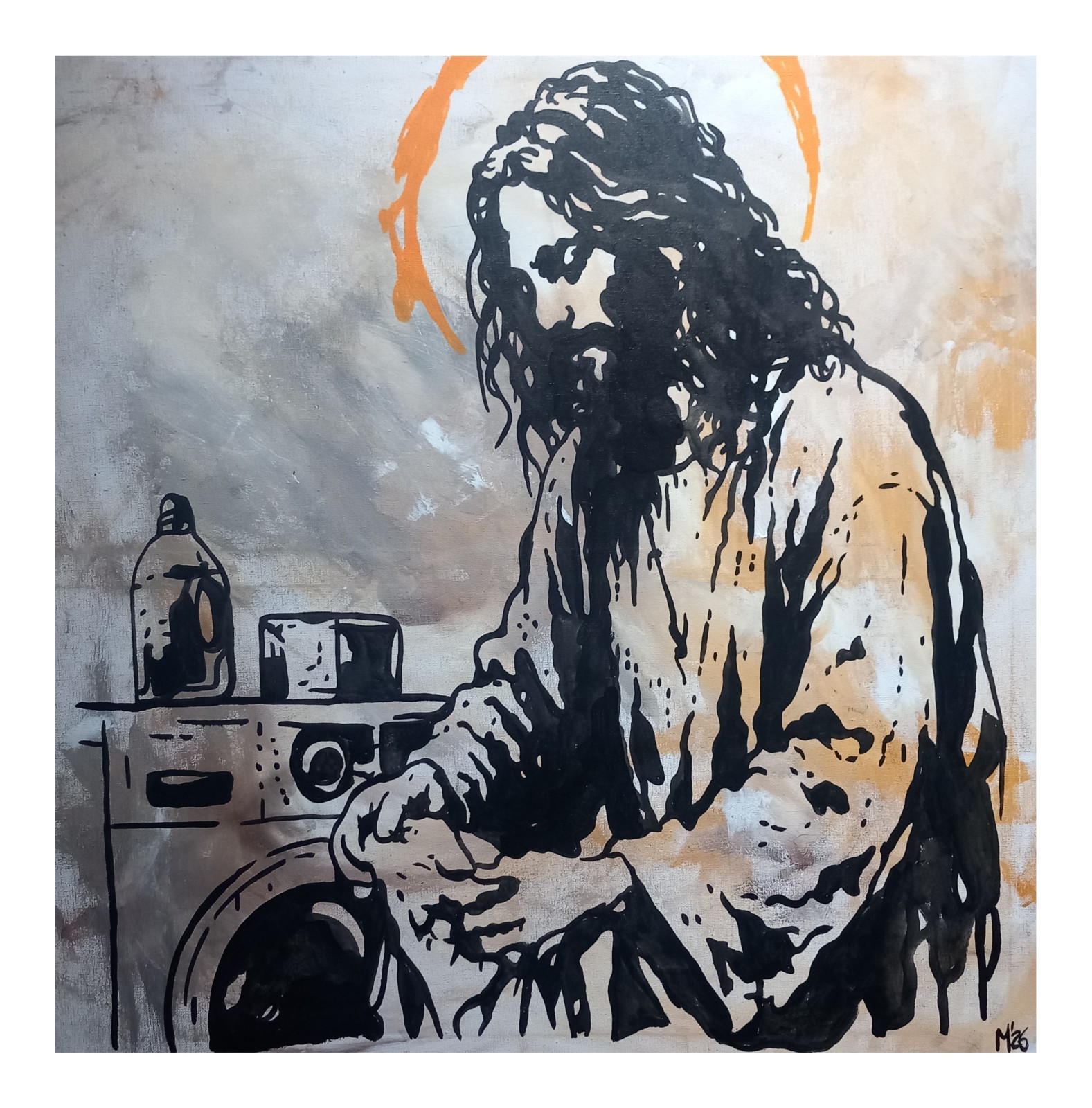 Original street art painting urban art canvas in Banksy style unique hand painted