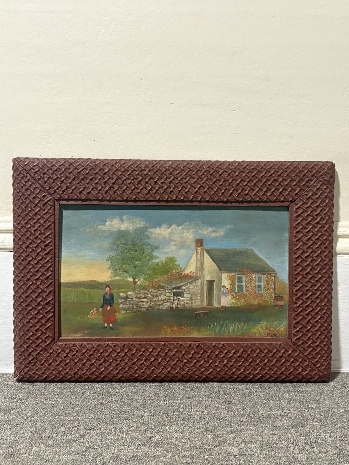 1931 Folk Art Oil On Board Painting