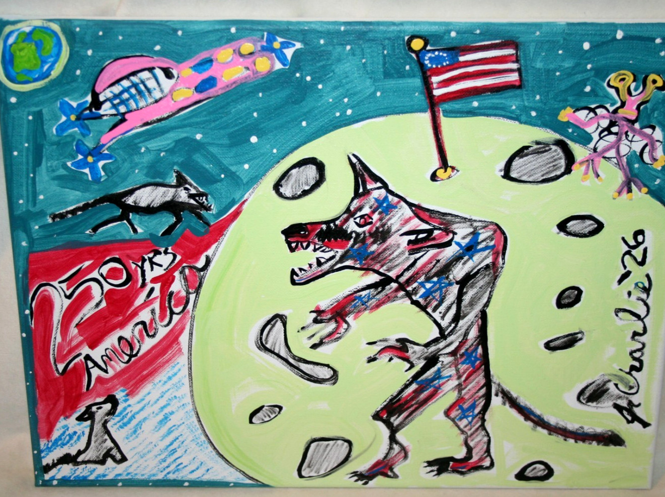 250 YEARS AMERICA WEREWOLF MOON JR CHARLIE FAST OUTSIDER POLITICAL FOLK POP ART