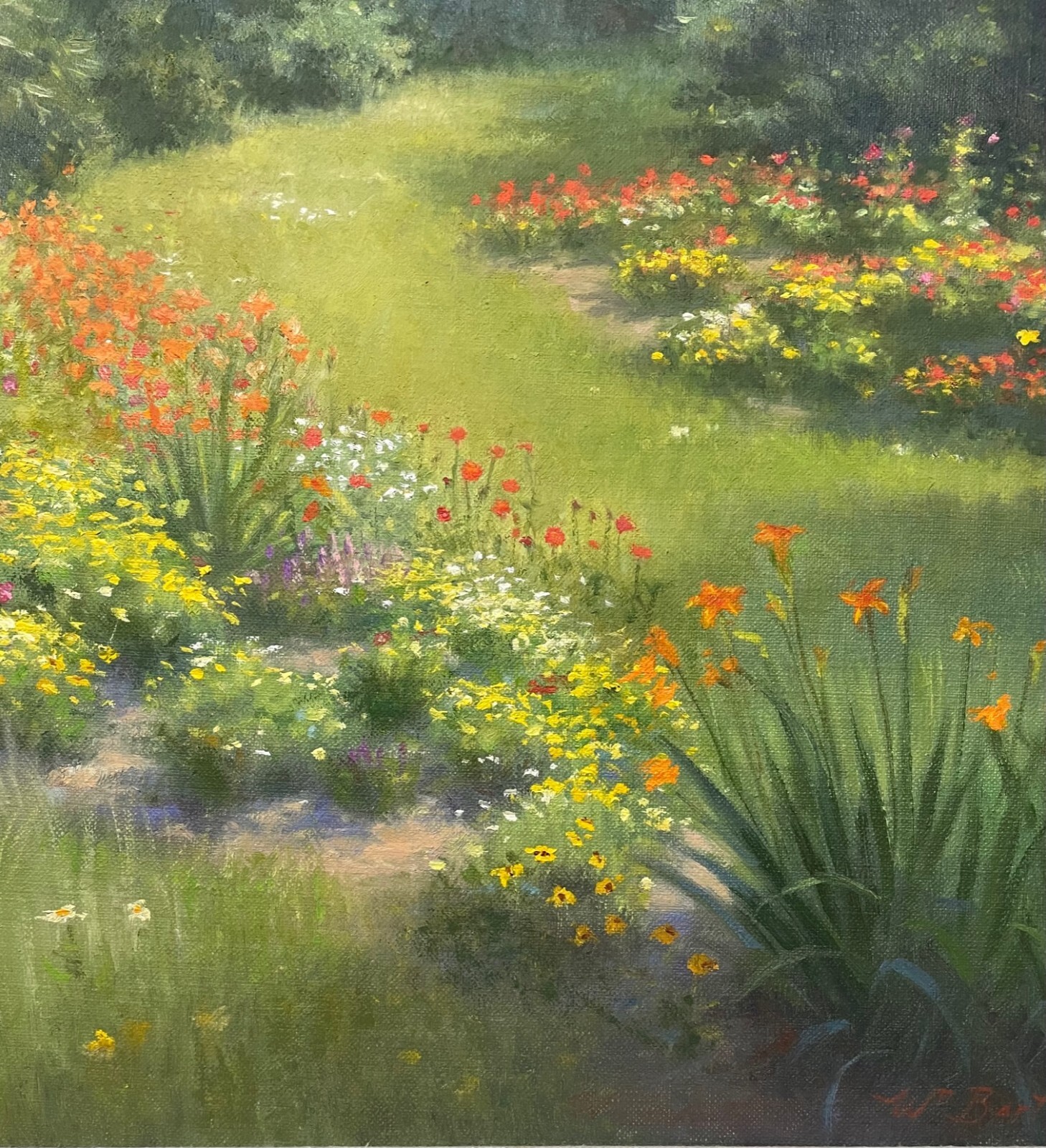 Vintage WILLIAM E BARTLETT ‘Backyard FLOWER GARDENS’ Contemporary Oil Painting