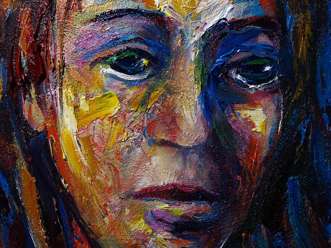 ORIGINAL OIL█PAINTING VINTAGE█ART SIGNED POP OUTSIDER BEACH█WOMAN GIRL HAT FAUVE