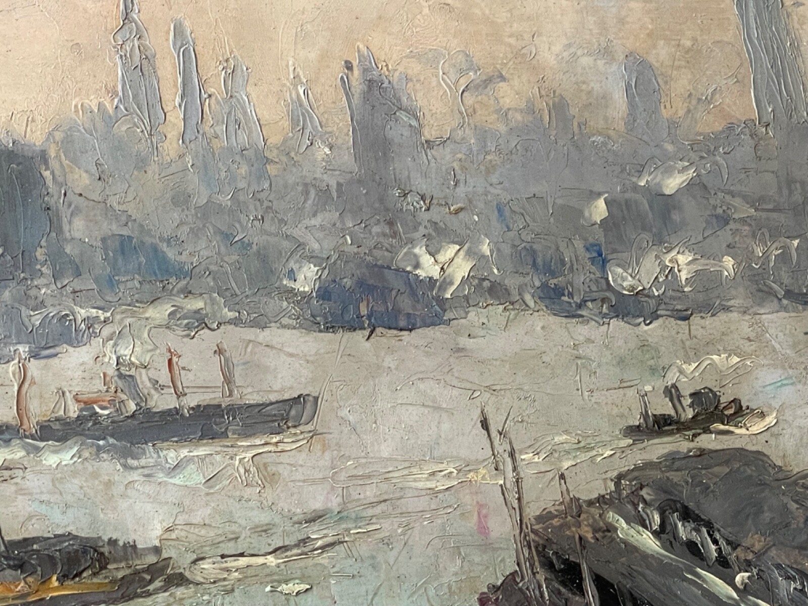 JEHAN BERJONNEAU (1890-1966) SIGNED IMPRESSIONIST OIL – NEW YORK HUDSON RIVER
